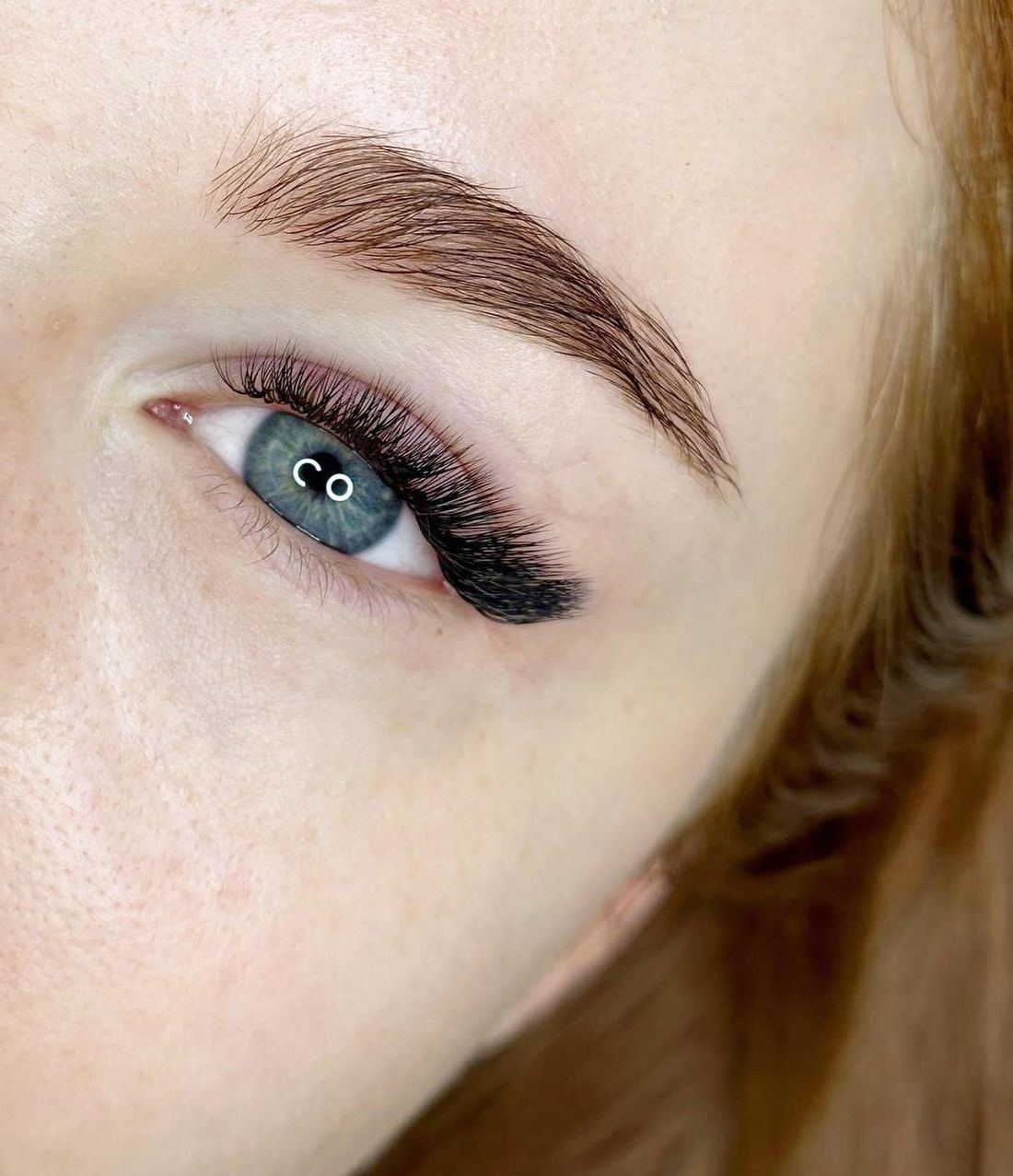 Shaped, natural brows with lash extensions at Mare Lash and Spa
