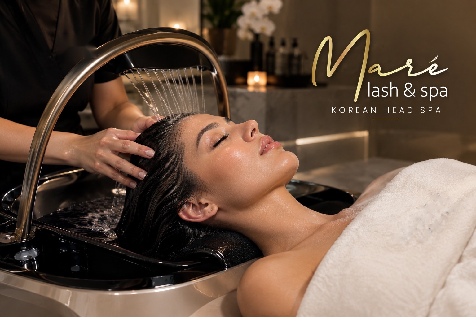Korean head spa scalp therapy at Mare Lash and Spa in Hallandale Beach